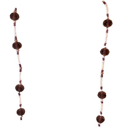 Handcrafted Beaded Necklace Purple & White Beads Fun Unique Long Jewelry NEW