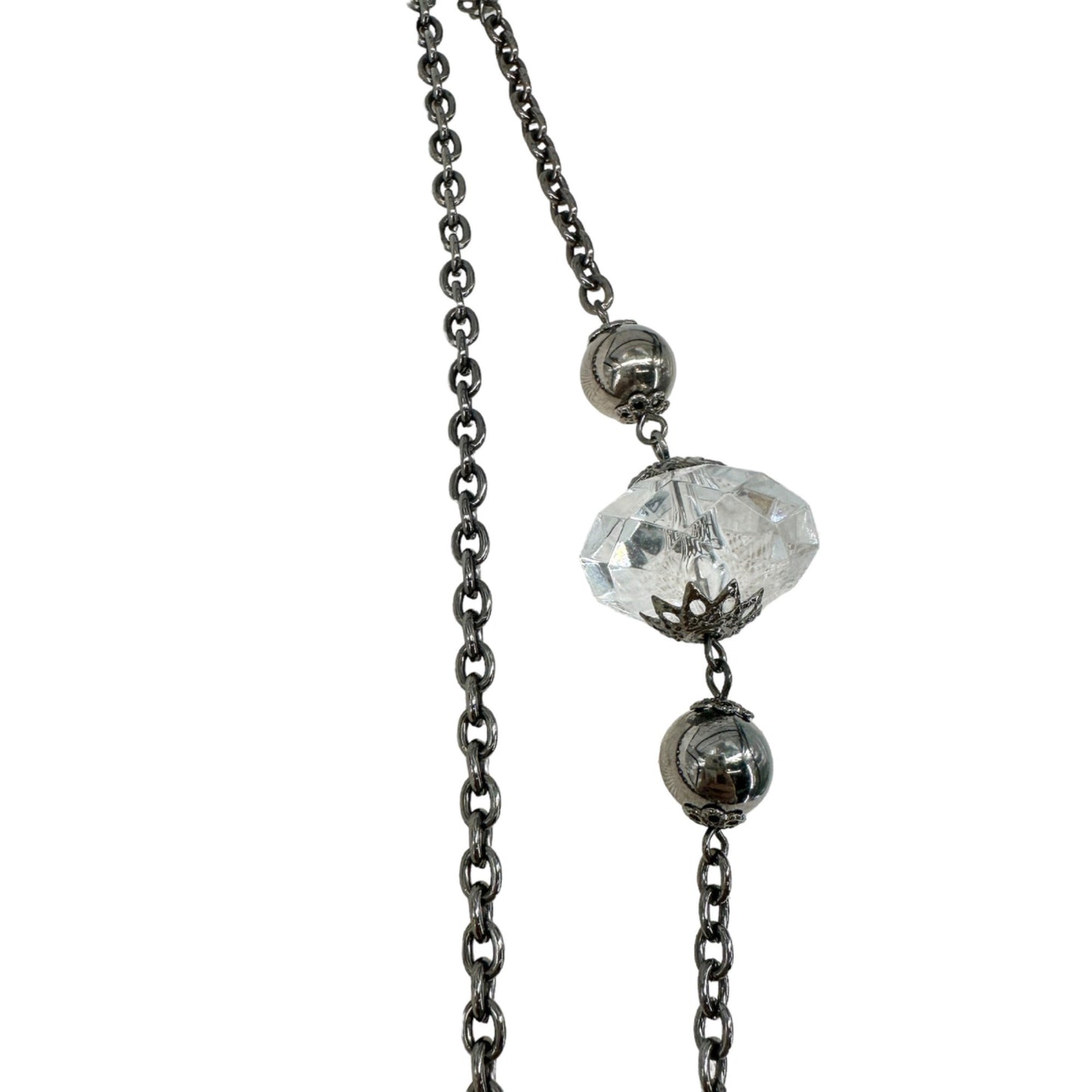 Necklace 30" Extra Long Glass & Metal Wear Multiple Ways Double Triple It