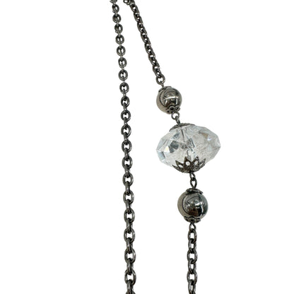 Necklace 30" Extra Long Glass & Metal Wear Multiple Ways Double Triple It