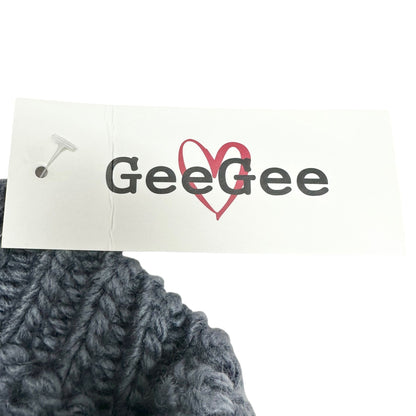GeeGee Sweater Womens M Oversized Pullover Acrylic Slate Blue and White Knit