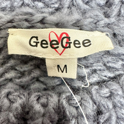 GeeGee Sweater Womens M Oversized Pullover Acrylic Slate Blue and White Knit