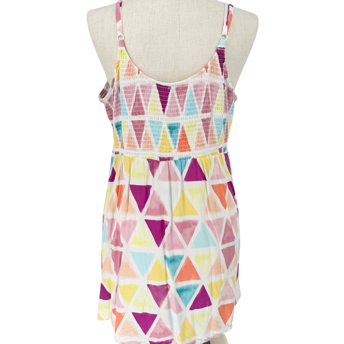 Torrid 3 Smocked Babydoll Top Womens Vibrant Geometric Print Sleeveless 22-24