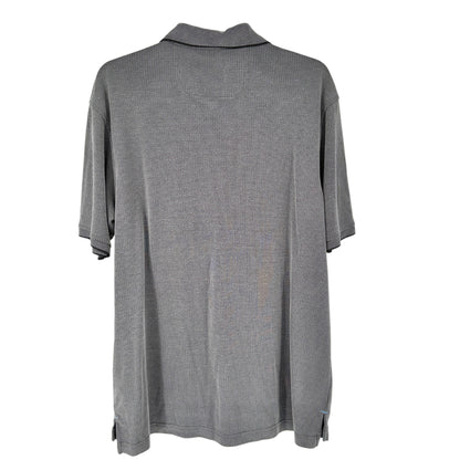 Kirkland Signature Jacquard Polo Shirt Mens L Gray Black Collared Short Sleeve