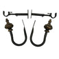 4pc Set Curtain Hardware 2 Rod Wall Hooks 2 Wall Mount Hold Backs Dark Metal