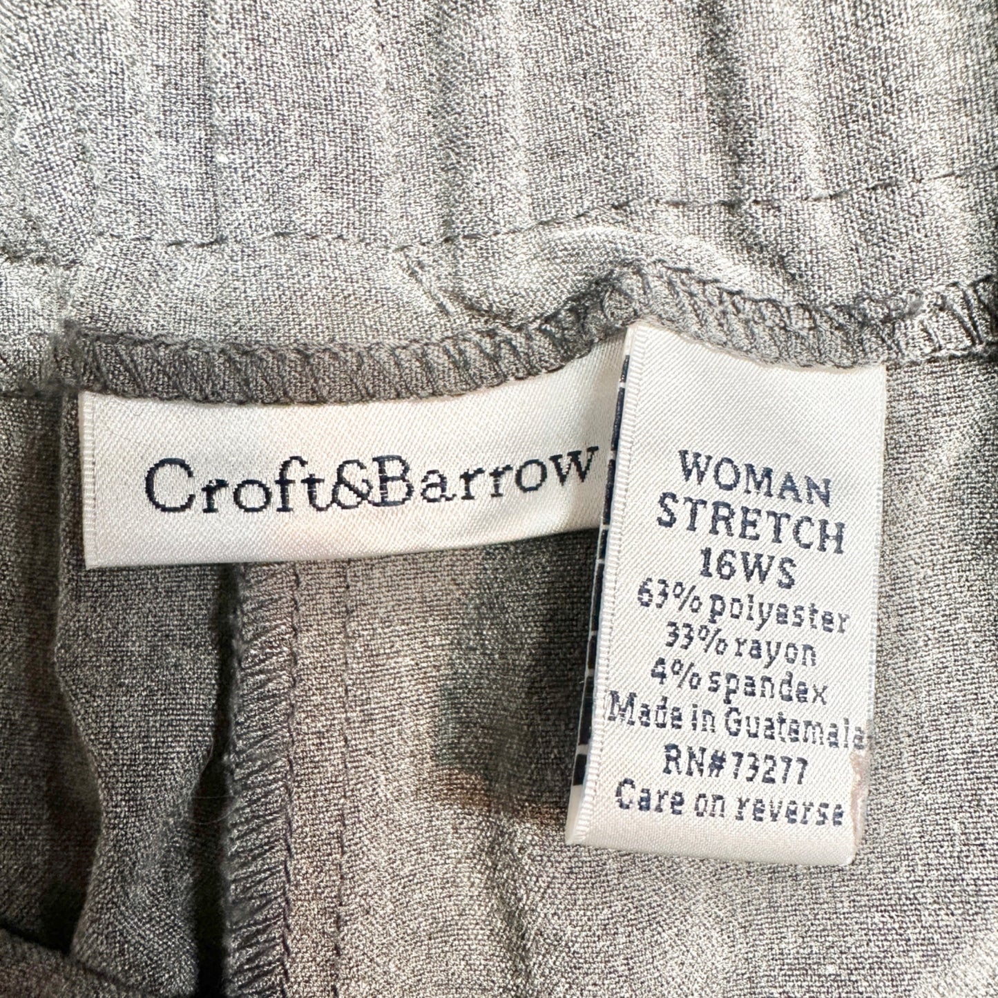 Womens Stretch Pants 16WS Gray Wide Leg Polyester Rayon Blend Croft & Barrow