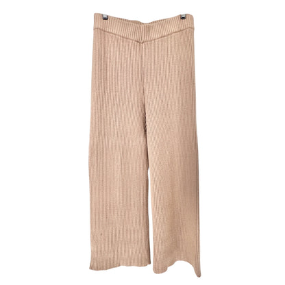 Justfab Ribbed Knit Pants Womens XL Beige Ribbed Wide-Leg Soft Comfortable