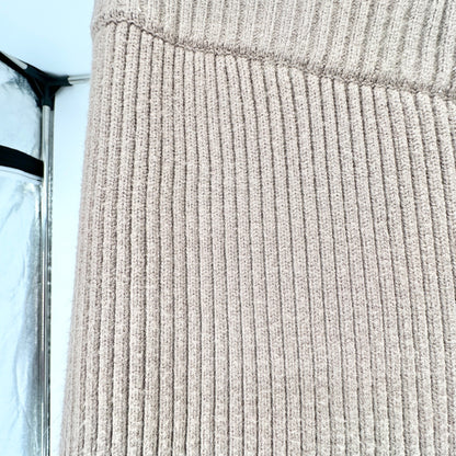 Justfab Ribbed Knit Pants Womens XL Beige Ribbed Wide-Leg Soft Comfortable