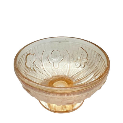 Iridescent Iris & Herringbone Marigold Dessert Bowl Vintage Carnival Glass 1940s
