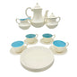Childrens 17 Piece Ceramic Tea Set With Blue Interiors and White Exterior Design