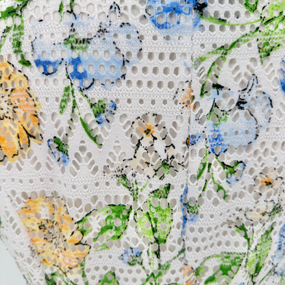 Perceptions Dress with Cardigan Set Womens L White Lace Florals Blue Sheer Shrug
