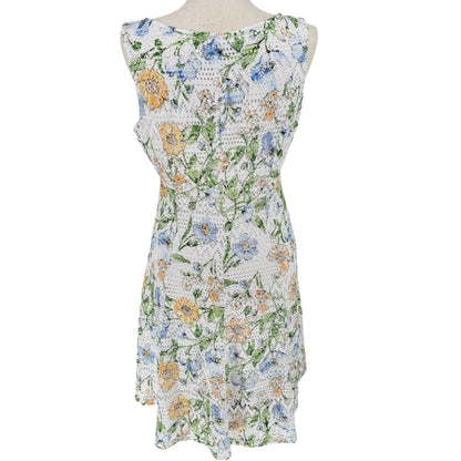 Perceptions Dress with Cardigan Set Womens L White Lace Florals Blue Sheer Shrug