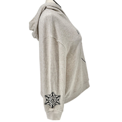 Ribbed Knit Hoodie Womens XXL Snowman Face Embroidery Soft Comfortable NEW