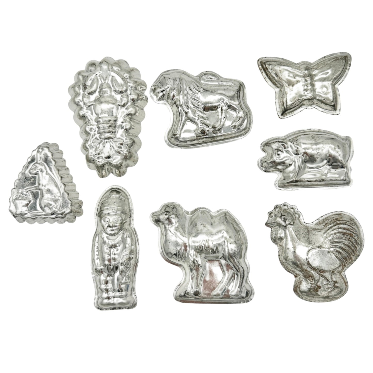 Vintage Aluminum Animal and Figure Candy Molds Set Of 8 Candy Making or Crafting