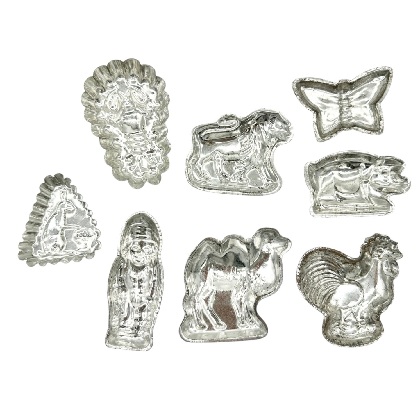 Vintage Aluminum Animal and Figure Candy Molds Set Of 8 Candy Making or Crafting
