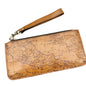 Patricia Nash Signature Map Wristlet In Riot Rust Leather Zip Closure Card Slots