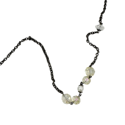 Necklace 30" Extra Long Glass & Metal Wear Multiple Ways Double Triple It