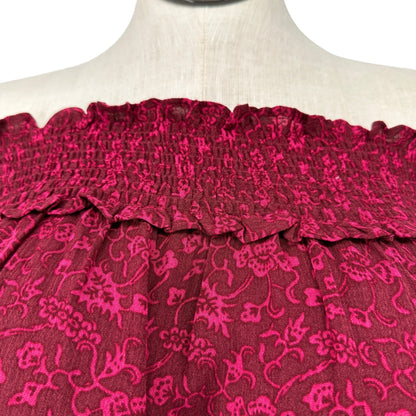 Lane Bryant Top Womens Size 22/24 Burgundy Off-The-Shoulder Floral Rayon NWT