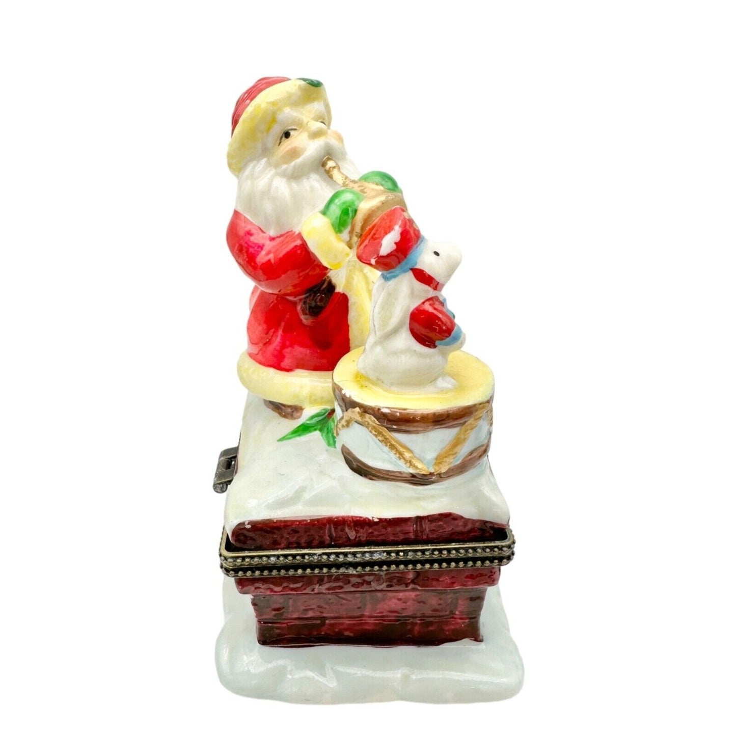 Kurt Adler Christmas Hinged Trinket Boxes Set of 3 Santas Ceramic Each Open