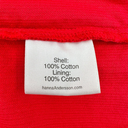 Hanna Andersson Girls 110 US 5 Dress Corduroy Red White Ruffled Cap Sleeves