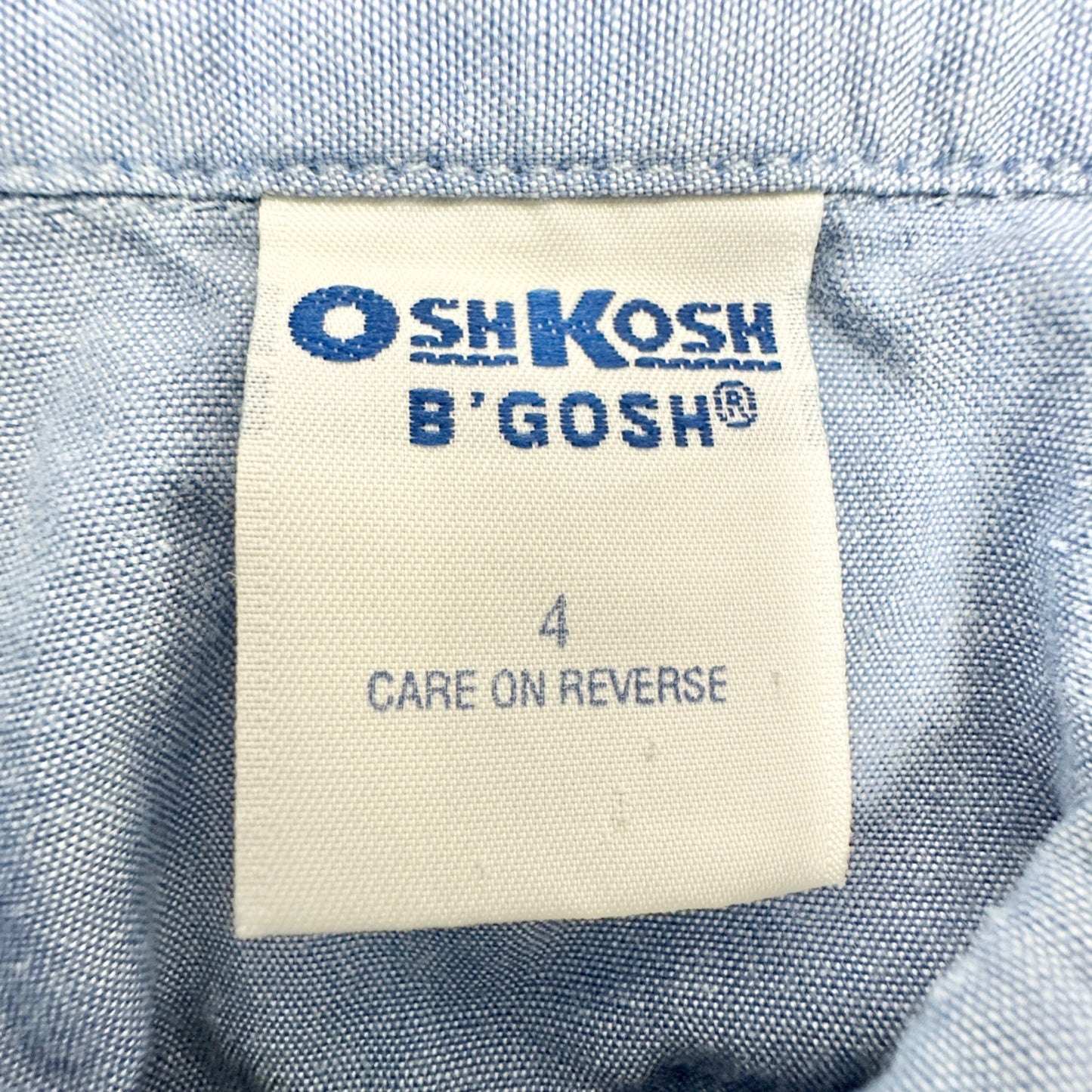 OshKosh Bgosh Shirt Boys 4 Blue Short Sleeve Button Up (missing 1 button)