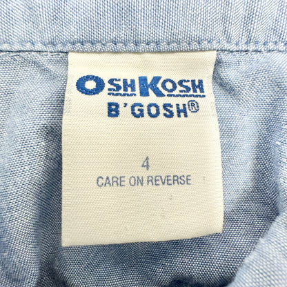 OshKosh Bgosh Shirt Boys 4 Blue Short Sleeve Button Up (missing 1 button)