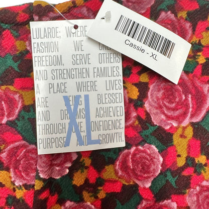 LuLaRoe Cassie Skirt Womens XL Red Green Yellow Floral Pattern NWT