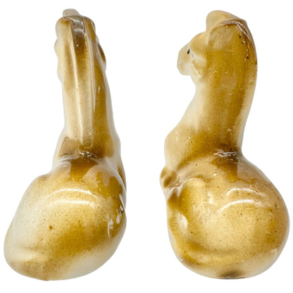 Vtg Ceramic Horse Salt and Pepper Shakers Cork Stoppers Japan Brown Mid-Century
