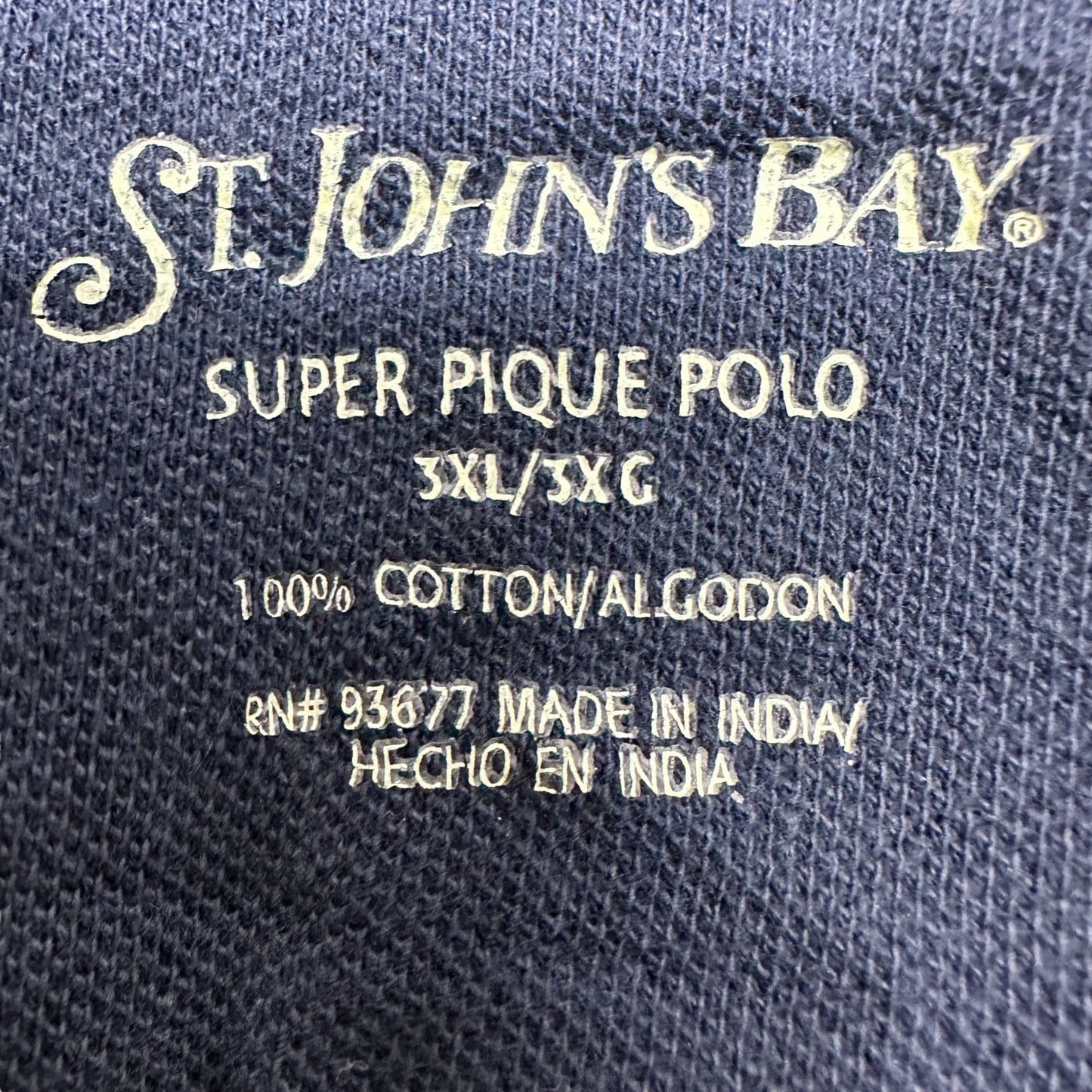 St. Johns Bay Super Pique Polo Mens 3XL Blue Short Sleeve Cotton