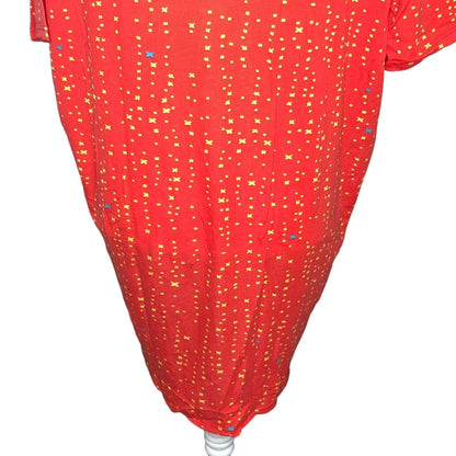 LuLaRoe RETIRED Irma Women's XS Red with Yellow Xs mid-length sleeves NWT