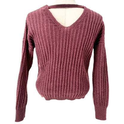 Belle du Jour Sweater Womens XS Cranberry Knit Long Sleeve Key Hole Back EUC