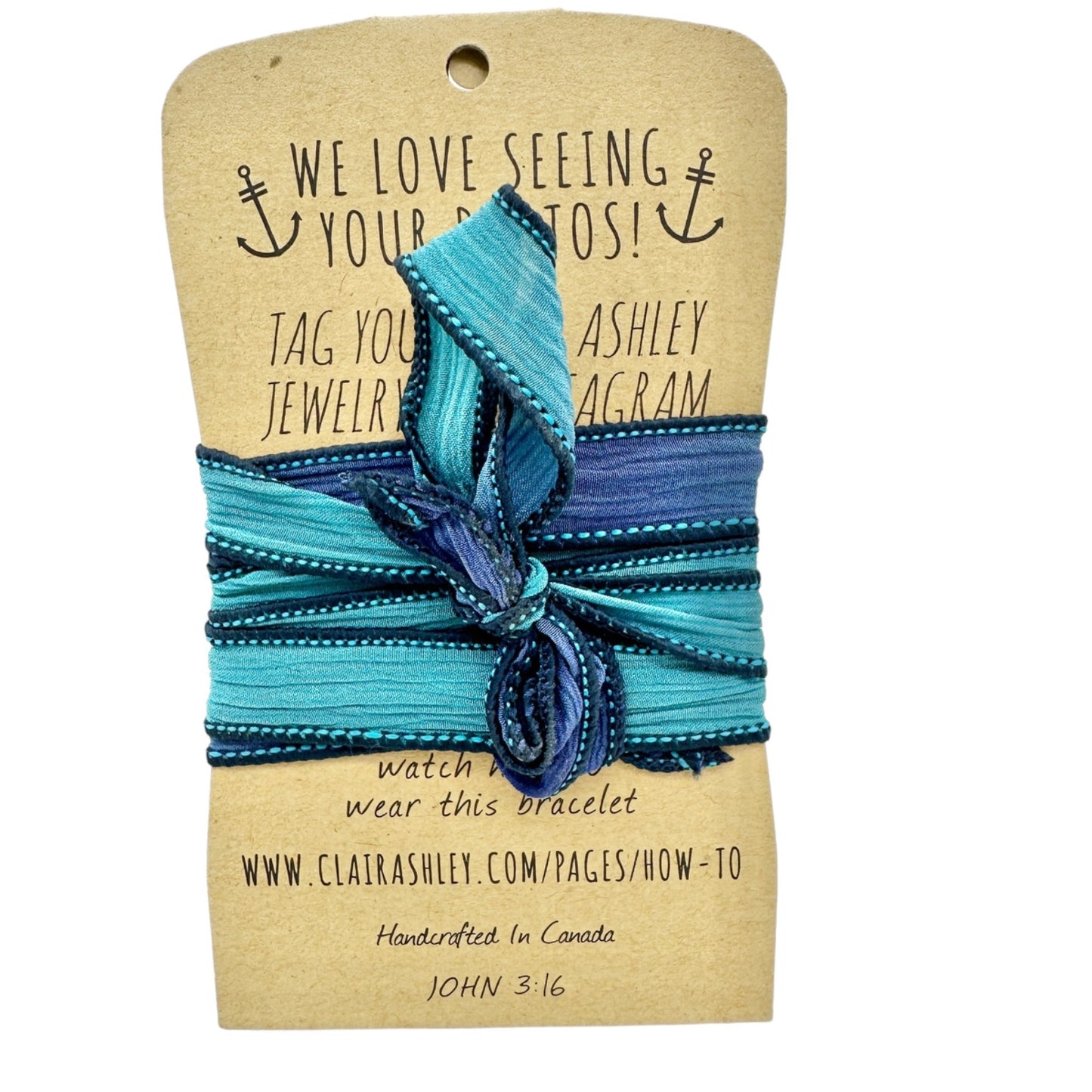 Silk Wrap Bracelet By Clair Ashley JUST GO Inscribed Pure Silk Ribbon
