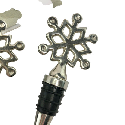 Pair of Snowflake Wine Stoppers with Wine Bottle Labels gift personal use stunning