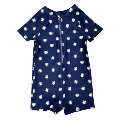 Old Navy 4T Swimsuit Navy with Daisy Design Full Coverage 3/4 Zip