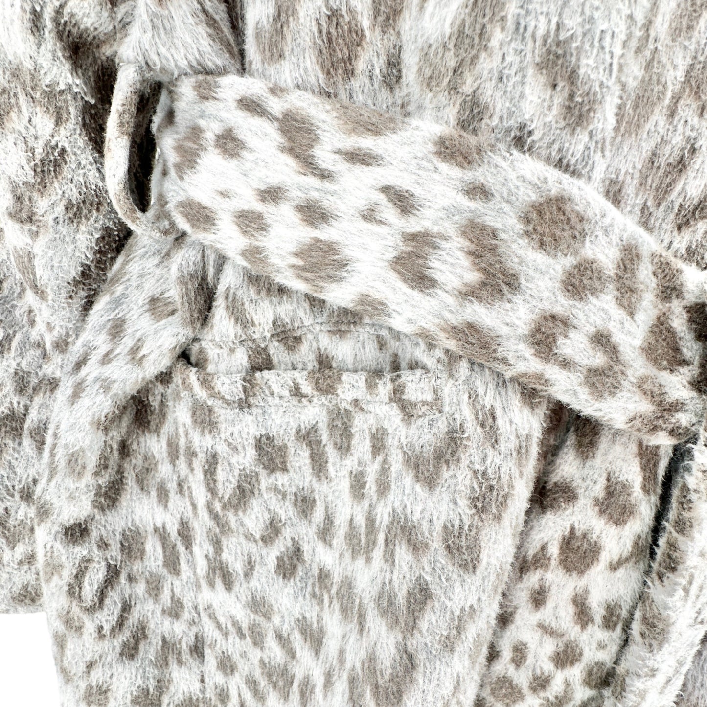 Old Navy Maternity Coat Women's XL Gray Leopard Print Zip and Waist Tie Closure