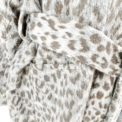 Old Navy Maternity Coat Women's XL Gray Leopard Print Zip and Waist Tie Closure