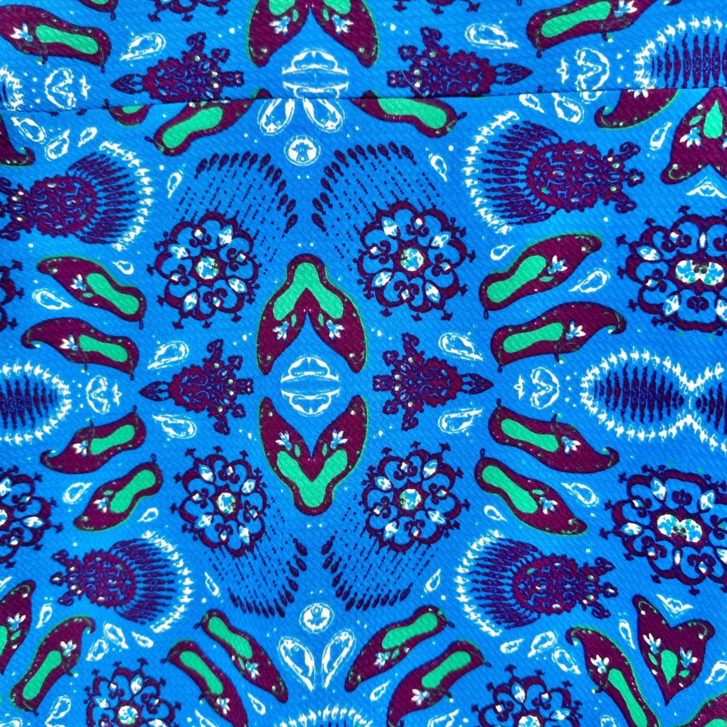 LuLaRoe Cassie Skirt Womens M Bright Blue w Red Green White Graphic Print NWT