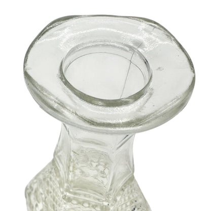 Vintage Clear Glass Decanter Hexagon Shape Diamond Pattern with Stopper 34 fl oz