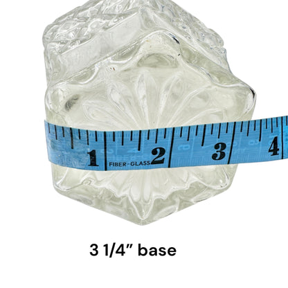 Vintage Clear Glass Decanter Hexagon Shape Diamond Pattern with Stopper 34 fl oz