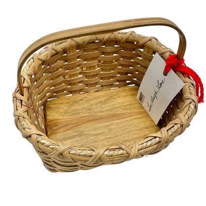 Handmade Basket Live Laugh Love Metal Accents Wood Base and Handle Small Cute