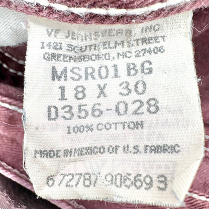Wrangler Vintage Jeans Women's 18 x 30 Maroon Denim 5 Pocket Zip Button Closure