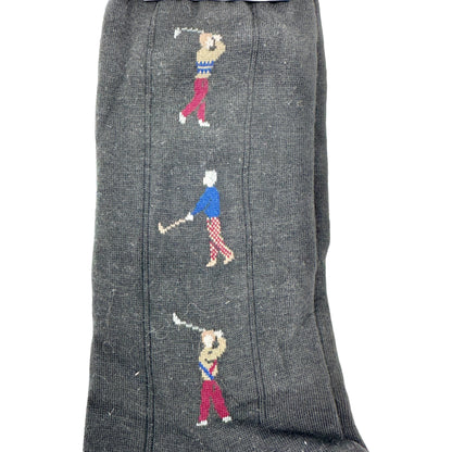 Mountain High Hosiery Socks Men's 10-13 TWO PAIRS Black Golfers and Paisley NWT