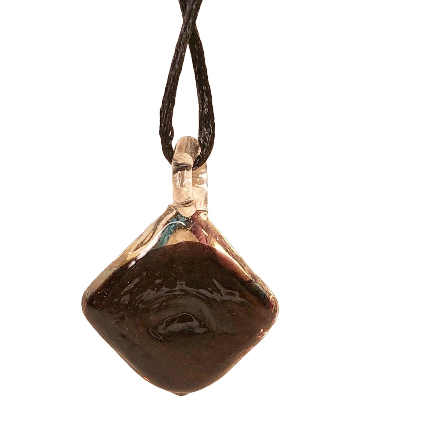 Handcrafted Necklace Floral Glass Pendant on Rope Burst of Color NEW
