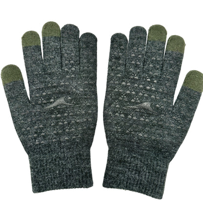 Achiou Winter Knit Gloves Gray Womens Mens Touchscreen Fingertips Grip Palm NIP