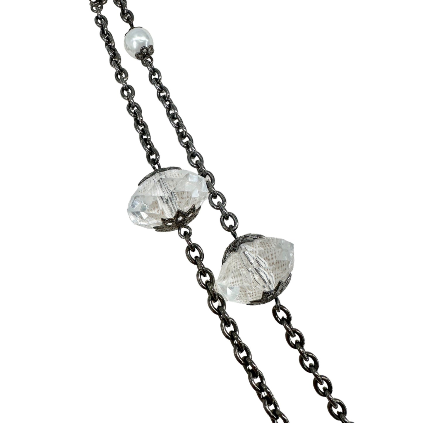 Necklace 30" Extra Long Glass & Metal Wear Multiple Ways Double Triple It