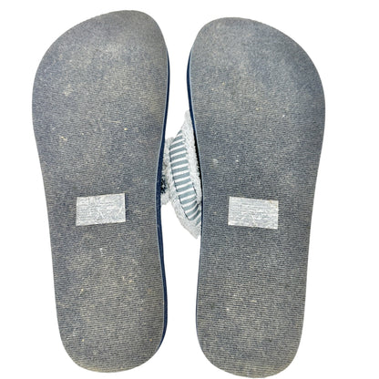 So Comfy Foam Womens Denim Flip-Flops Size 10 Striped Straps Faux Leather Accent