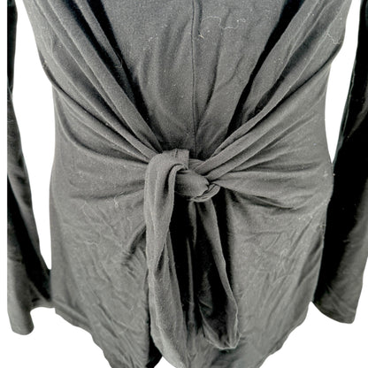 Neiman Marcus Top Womens M Black Long Sleeve Knot Front Lightweight Soft Comfort