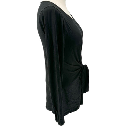 Neiman Marcus Top Womens M Black Long Sleeve Knot Front Lightweight Soft Comfort