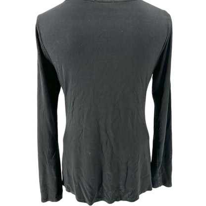 Neiman Marcus Top Womens M Black Long Sleeve Knot Front Lightweight Soft Comfort