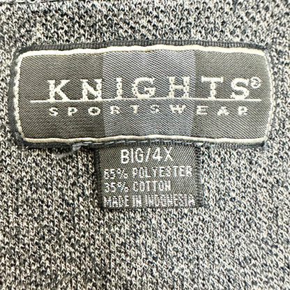 Knights Sportswear Polo Shirt Mens Big 4X Grey Striped Polyester Cotton Blend
