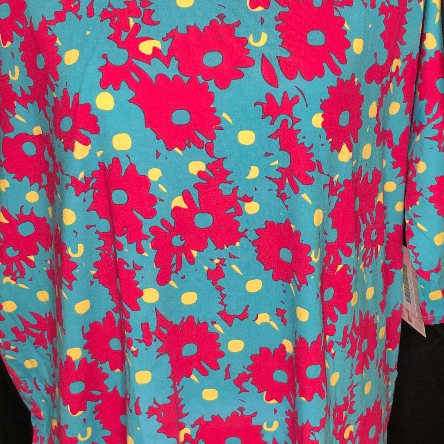 LuLaRoe RETIRED Irma Women's Large Teal & Pink Flowers mid-length sleeves NWT